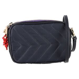 Sandro Chevron Quilted Belt Bag in Navy Blue Polyamide